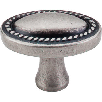 Top Knobs  -  Oval Rope Knob 1 1/4" - Pewter Antique