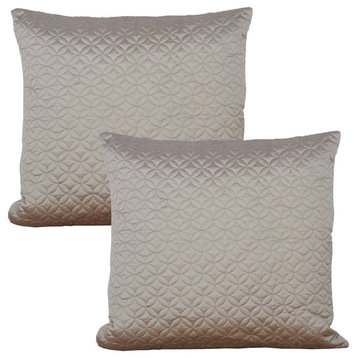 Marquesa Circle Embroidery Silk 2 Piece Pillow Shell Set, Pewter Stone