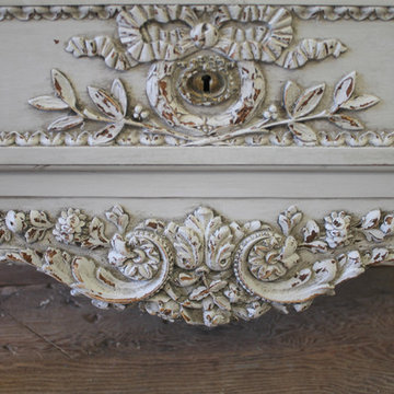 Louis XVI Style Painted and Carved Ribbon Chest of Drawers with Marble Top