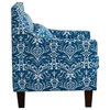 TATEUS Mid-Century Printing Accent Chair, Velvet Fabric Upholstery Club Chair, Blue