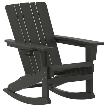 Black Rocking Chair-Cupholder