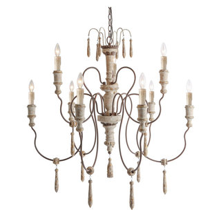 LALUZ 8-Light Shabby-Chic French Country Chandeliers Retro-white