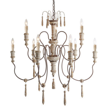 LALUZ 8-Light Shabby-Chic French Country Chandeliers Retro-white Rust Two-tier