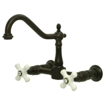 Oil Rubbed Bronze Heritage 8" Center Wall Mount Kitchen Faucet KS1245PX