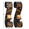 Traditional Style Scrolled Brown Metal Wall Sconces with Abstract Designs