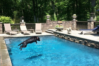 Inspiration for a large timeless pool remodel in New York