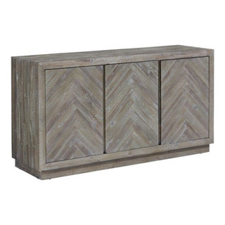 Modus Herringbone 3 Door Solid Wood Sideboard in Rustic Latte - Farmhouse -  Buffets And Sideboards - by Homesquare | Houzz