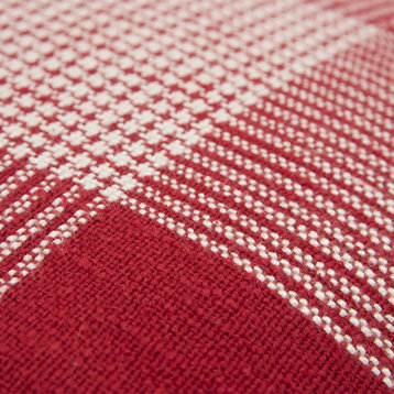 Red White Plaid Pattern Throw Pillow