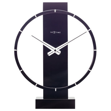 Carl Wooden Table or Wall Clock, 14x10", Black Lacquer