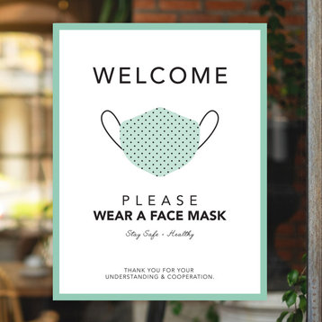 Please Wear A Mask - Wall Sticker Sign - Boutique Style, Mint Green, Single