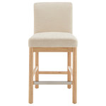New Pacific Direct - Bloomfield Fabric Counter Stool, Santana Cream - Create a modern ambiance by adding a touch of charming elegance to the space. Incorporating the Bloomfield chair style infuse a sense of calm and nature. In 37.5" high counter seating, decorated with soft, chenille fabric in Cream tone and natural finish frame. The chair also features foot stretcher for support and rounded wooden legs that's charming. Easy-care polyester fabric has been tested and approved for high-traffic family rooms. Easy Assembly. Available in Santana Cream and Santana Dark Brown. Fabric is 100% PES.