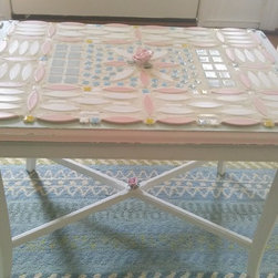 Antique with mosaic tile - Mosaic Table with Porcelain Rosebuds - Products
