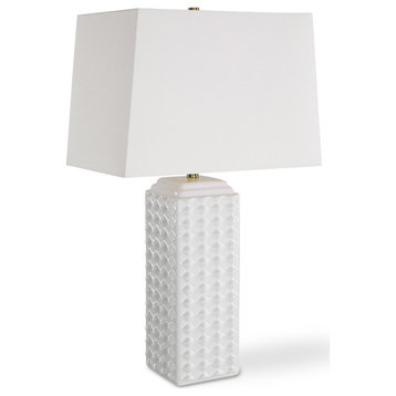 Contemporary 15" x 25" Ceramic Gloss White Ceramic Lamp