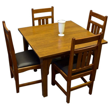 Crafters and Weavers Arts and Crafts 5-Piece Solid Wood Dining Set in Cherry
