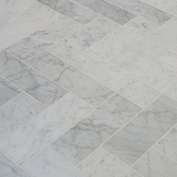 4" x 12" Honed Carrara Marble with 12" x 24" Border - Wall And Floor Tile