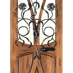 AN-2004-1 Mahogany Tree Lite Hand Carved Art Nouveau Single Door Forged Iron - Windows And Doors