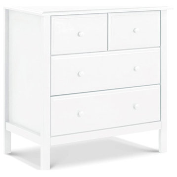 Spacious Dresser, Pine Wood Construction and Drawers With Round Knobs, White