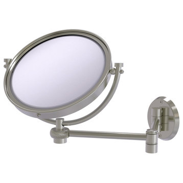 8" Wall-Mount Extending Twist Makeup Mirror 5X Magnification, Satin Nickel
