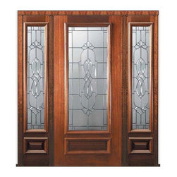 Prehung Sidelights Door 80 Wood Mahogany Kensington 3/4 Lite Glass - Front Doors