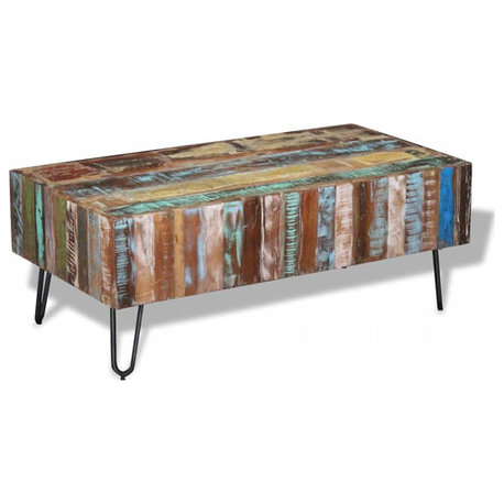vidaXL Coffee Table, 39.37''x19.69''x14.96'', Solid Reclaimed Wood, Multicolor