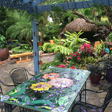 Stained glass table for sale. Suitable for outdoor covered space such as a gazeb
