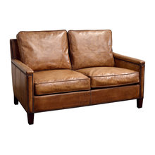 Small Brown Distressed Leather Loveseat