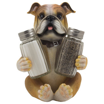 English Bulldog Decorative Glass Salt and Pepper Shaker 3-Piece Set