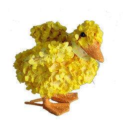 Shea's Wildflower - Yellow Paper Flower Chick, 6", Yellow - Holiday Accents And Figurines