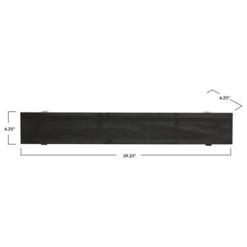 39.25 Inches Wood and Metal Wall Shelf, Black