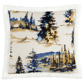 Acadia Campfire Sherpa Pillow, 18"x18", Copper