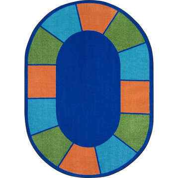 Squares To Spare 5'4" X 7'8" Oval Area Rug, Color Multi
