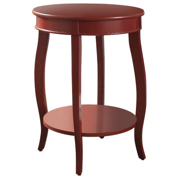 Benzara BM157289 Trendy Round Top Wooden Side Table, Red