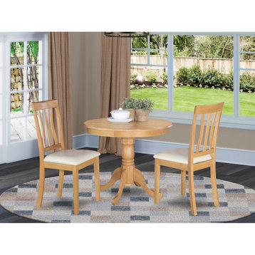 3-Piece Kitchen Table Set, Table and 2 Dining Chairs, Oak