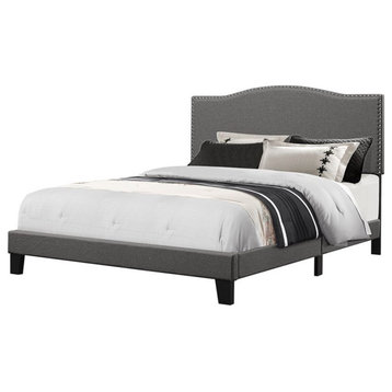 Hillsdale Furniture Kiley Queen Fabric Upholstered Bed Gray Stone