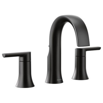 Moen Doux 1.2 GPM Two-Handle High Arc Bathroom Faucet, Black