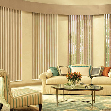 GOLD VERTICAL BLINDS - Hard Valance - Hunter Douglas Cadence Vertical Blinds