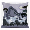 18x18 White Muted Purple Deer Blown Seam Broadcloth Animal Print Throw Pillow