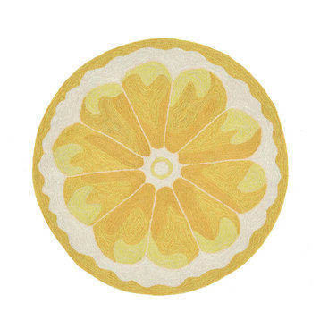 Liora Manne Frontporch Lemon Slice Indoor/Outdoor Rug Yellow 3' Round