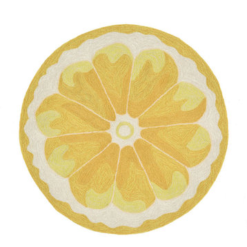 Frontporch Lemon Slice Indoor/Outdoor Rug Yellow 3' Round