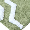 Anti-Skid Machine Washable Cotton Geometric Bath Rug, Sage Green/White, 50"x30"