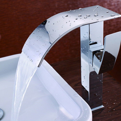 Contemporary Led Waterfall Chrome Br Single Holes Handle Modern Sink Faucets Surripui