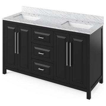 Jeffrey Alexander Cade 60" Black Double Sink Vanity With Marble Top