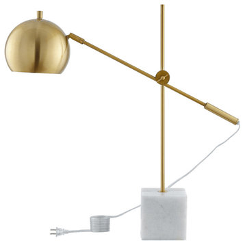 23" Brass Iron Desk Table Lamp With Brass Dome Shade