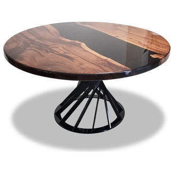Panaro Round Black River Dining Table, 2 Seater