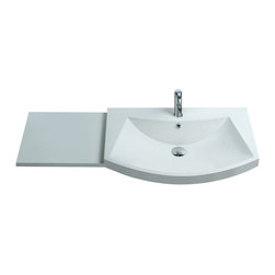 ADM Bathroom Design - ADM Curved Stone Resin Countertop Sink, White, 43" - Bathroom Sinks