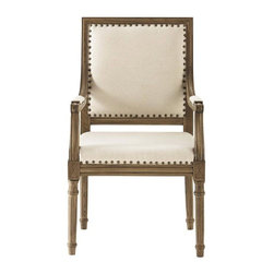 Marais Solid Ivory Cotton Blend Arm Chair - Armchairs And Accent Chairs