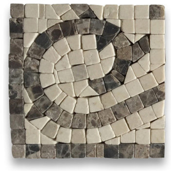 Marble Mosaic Border Decorative Tile Vine Emperador 4x4 Tumbled, 1 piece