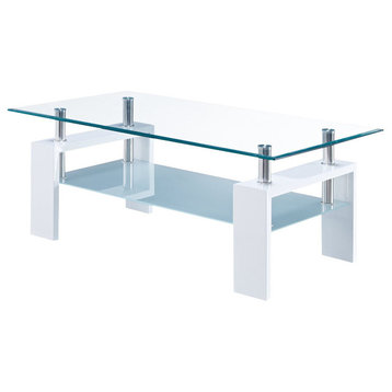 Global Furniture Frosted Glass Coffee Table in Glossy White