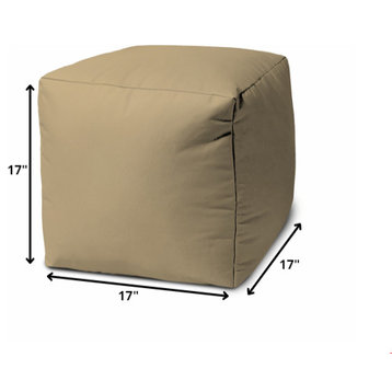 17  Cool Khaki Tan Solid Color Indoor Outdoor Pouf Ottoman