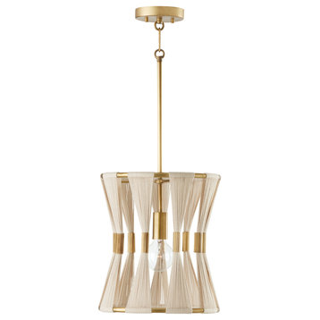 Capital Lighting 341111 Bianca 12"W Pendant - Bleached Natural Rope / Patinaed